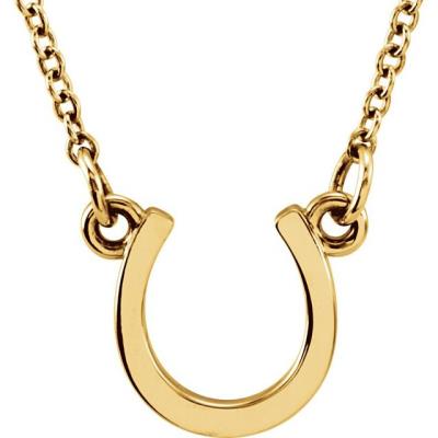 14K Yellow Gold Tiny Posh® Horseshoe 16-18" Necklace 