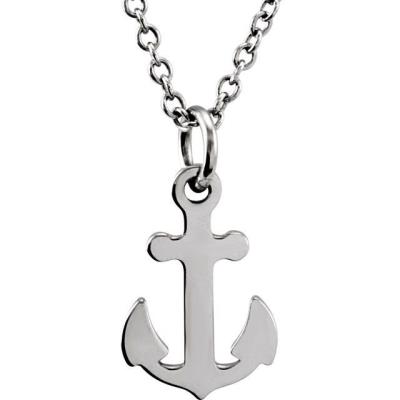 14K White Tiny Posh® Petite Anchor 16-18" Necklace     