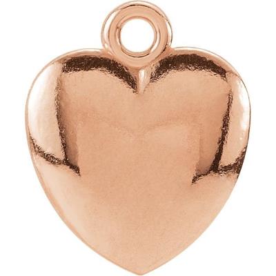 14K Rose 10.85x8.9 mm Puffed Heart Charm