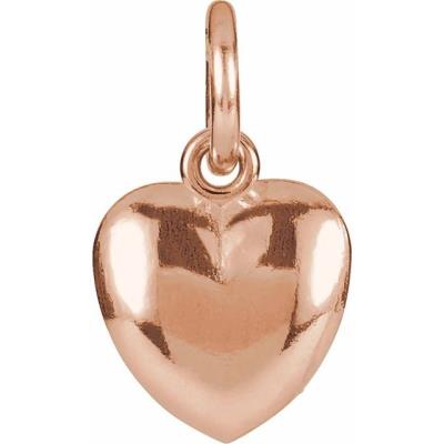 14K Rose 15.5x8.9 mm Puffed Heart Charm with Jump Ring