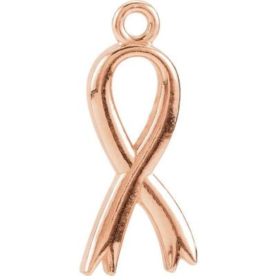 14K Rose Breast Cancer Awareness Ribbon Charm 