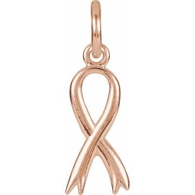 14K Rose Breast Cancer Awareness Ribbon Charm with Jump Ring