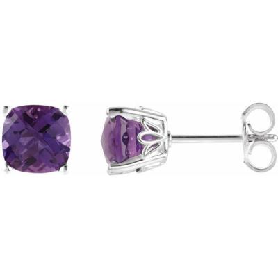 Ladies Sterling Silver Amethyst Earrings