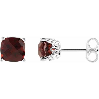 Ladies Sterling Silver Mozambique Garnet Earrings