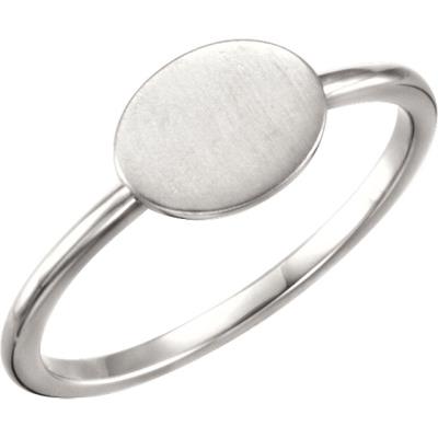 Ladies Continuum Sterling Silver Oval Engravable Ring