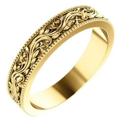 Ladies 14K White 4 mm Sculptural-Inspired Band with Milgrain Size 6