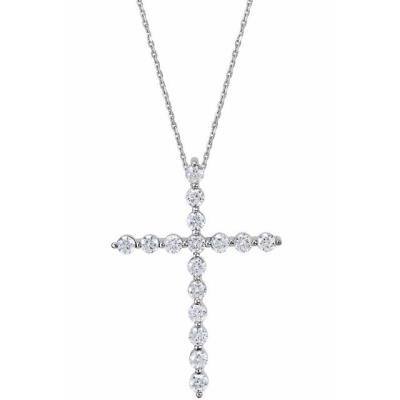 14K White 1/3 CTW Diamond Cross 18" Necklace 