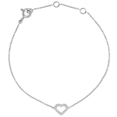 14K White .06 CTW Diamond Heart 7" Bracelet