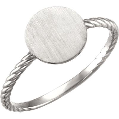 Ladies Continuum Sterling Silver Round Engravable Rope Ring