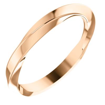 Ladies 14K Rose 2.5 mm Twisted Matching Band  