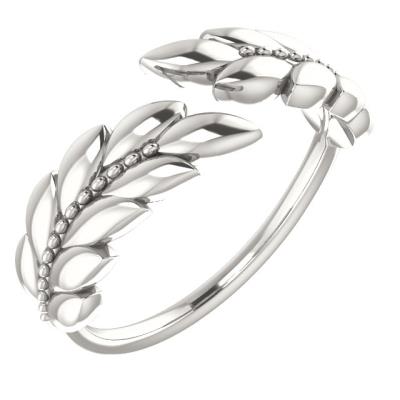 Ladies Sterling Silver Leaf Negative Space Ring 