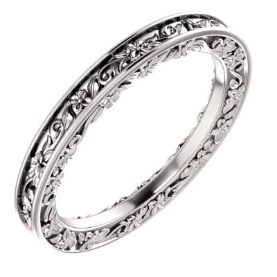 Ladies 14K White 2.5 mm Floral-Inspired Band Size 7