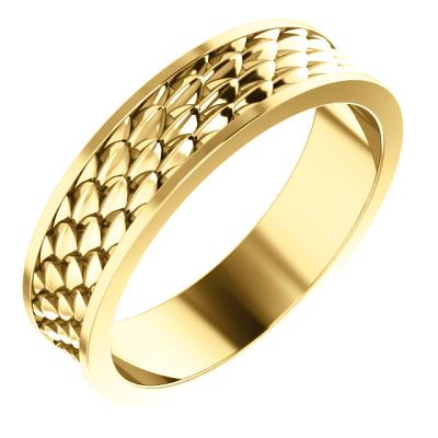 Mens 14K White 6 mm Scale Patterned Band Size 11
