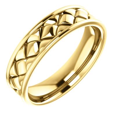 Mens 14K Yellow Gold 6 mm Woven-Design Band   Size 10