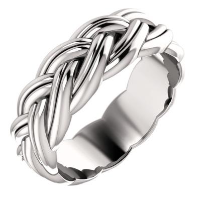 Ladies 14K White 6 mm Woven-Design Band Size 6