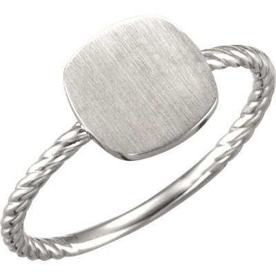 Ladies Continuum Sterling Silver Antique Engravable Rope Ring 