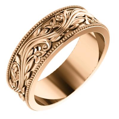 Ladies 14K Rose 6 mm Sculptural-Inspired Band with Milgrain Size 7