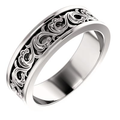 Ladies 14K White 6 mm Sculptural-Inspired Band Size 8