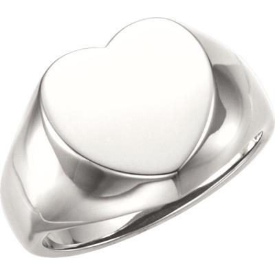 Ladies Sterling Silver 12x12 mm Heart Signet Ring