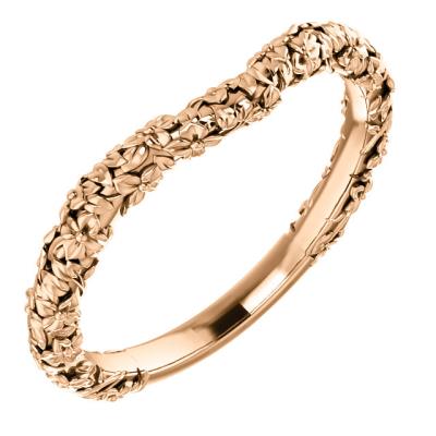 Ladies 14K Rose Floral-Inspired Matching Band    
