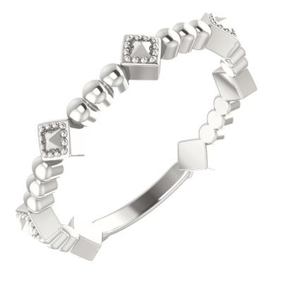 Ladies 14K Rose Stackable Pyramid Ring 