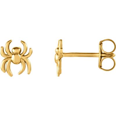 14K White 6.3x5.6 mm Spider Earrings