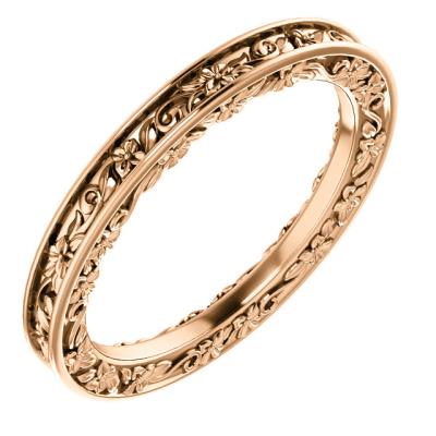 Ladies 14K White 2.5 mm Floral-Inspired Band Size 7.5