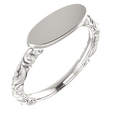 Ladies 14K Rose 13x5.5 mm Oval Signet Ring