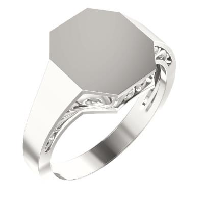 Mens 14K Yellow Gold 13x12 mm Octagon Signet Ring