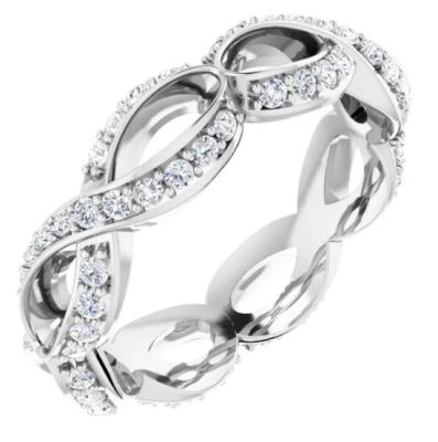 14K White 5/8 CTW Diamond Sculptural-Inspired Eternity Band Size 7  