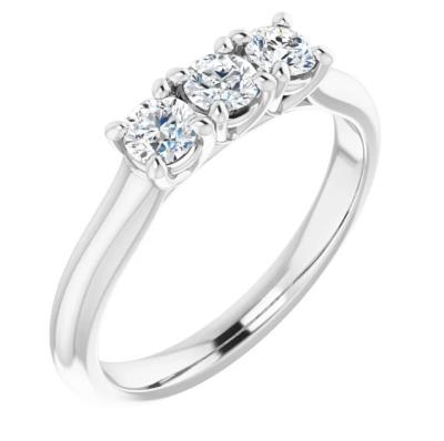 Ladies 14K White 3.4 mm Round Three-Stone Anniversary Band Mounting