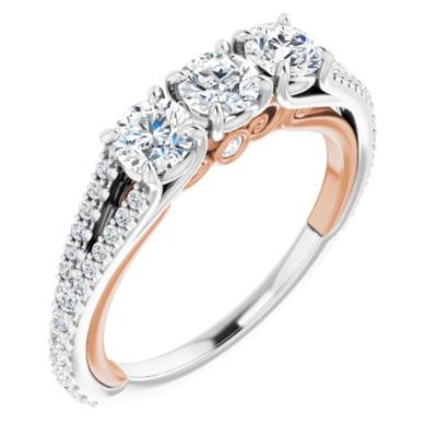 Ladies 14K White & Rose 1 CTW Diamond Anniversary Band