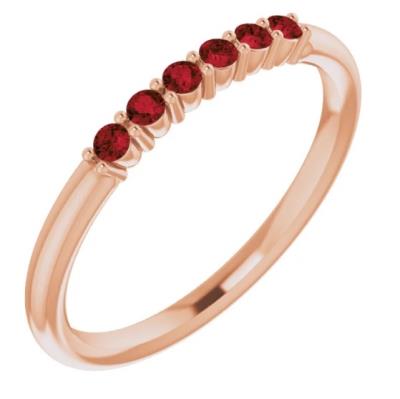 14K Rose Mozambique Garnet Stackable Ring   