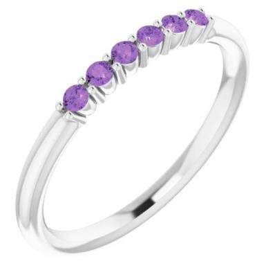14K White Amethyst Stackable Ring  
