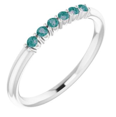 14K White Alexandrite Stackable Ring 