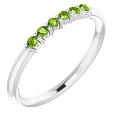 14K White Peridot Stackable Ring     