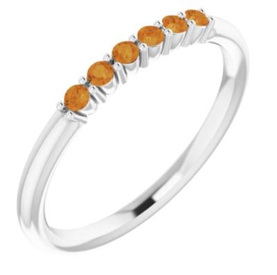 14K White Citrine Stackable Ring   