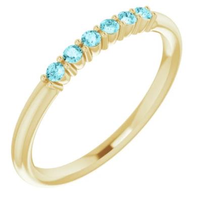 14K Yellow Gold Blue Zircon Stackable Ring       