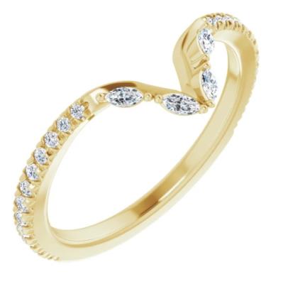 Ladies 14K Yellow Gold 1/4 CTW Diamond French-Set Matching Band