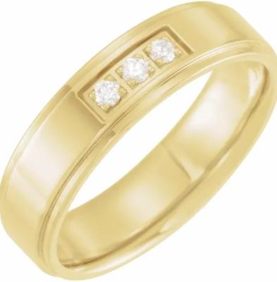 14K Yellow 1/10 CTW Diamond Flat Edge Band Size 14