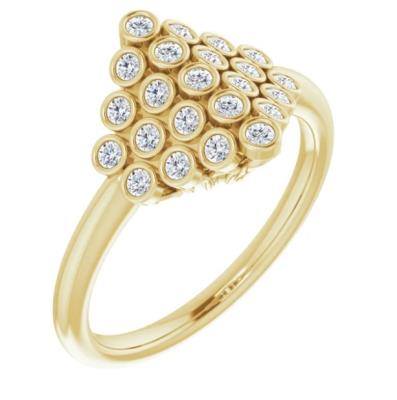 14K Yellow 1/3 CTW Diamond Bezel-Set Cluster Ring