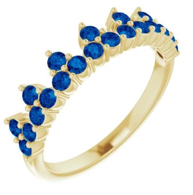 14K Yellow Gold Blue Sapphire Crown Ring     