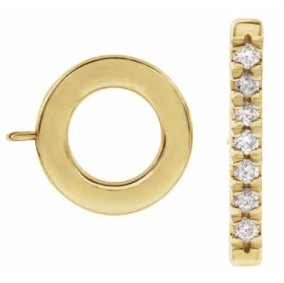 14K Yellow 1/10 CTW Diamond French-Set Toggle Bar and Ring Set