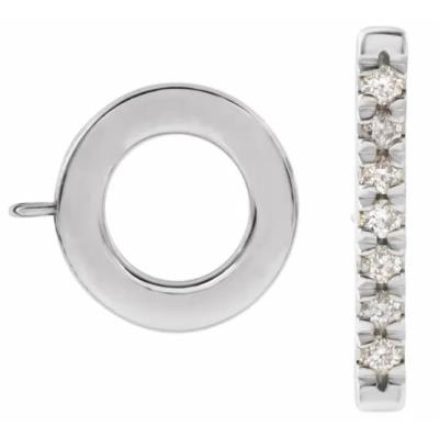 14K White 1/10 CTW Diamond French-Set Toggle Bar and Ring Set