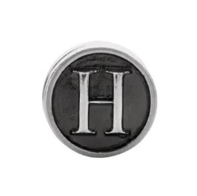 Ladies Sterling Silver 10.6 mm Letter "H" Alpha Cylinder Bead