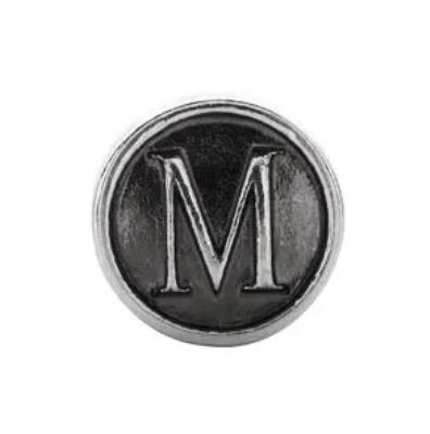 Ladies Sterling Silver 10.6 mm Letter "M" Alpha Cylinder Bead