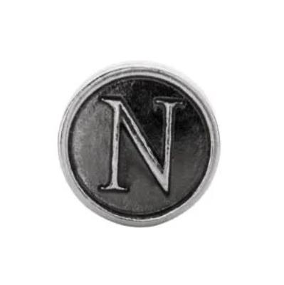 Ladies Sterling Silver 10.6 mm Letter "N" Alpha Cylinder Bead