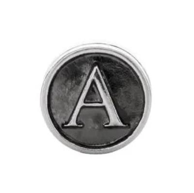 Ladies Sterling Silver 10.6 mm Letter "A" Alpha Cylinder Bead