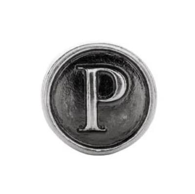 Ladies Sterling Silver 10.6 mm Letter "P" Alpha Cylinder Bead