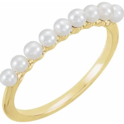 14K Yellow Freshwater Cultured Pearl Stackable Ring